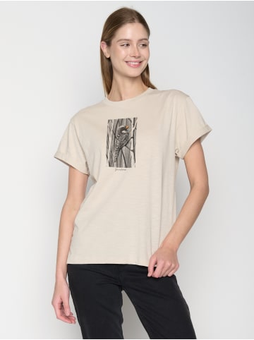 GreenBomb T-Shirt Animal Sparrow Grass in Off White