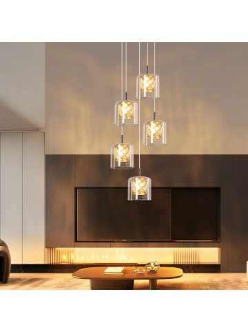 ZMH Pendelleuchte 5-flammige G9 in silber Kristall L30cm x H175cm