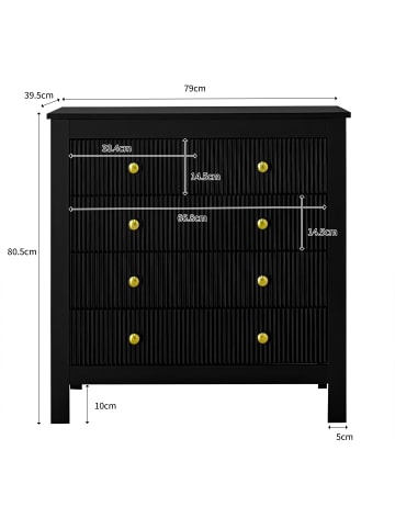 ABRIHOME Schwarzes Sideboard mit Spezialtüren & Goldgriffen – (B)79x40(H)x(T)81 cm