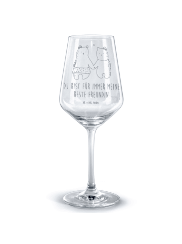 Mr. & Mrs. Panda Rotwein Glas Bär Freundin mit Spruch in Transparent