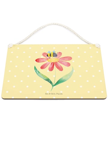 Mr. & Mrs. Panda Wandbild Holz Hummel Blume ohne Spruch in Gelb Pastell