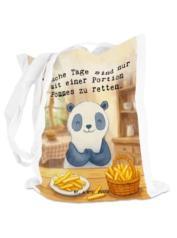 Mr. & Mrs. Panda Tote Bag Panda Pommes Gebet Design mit Spruch in Weiß