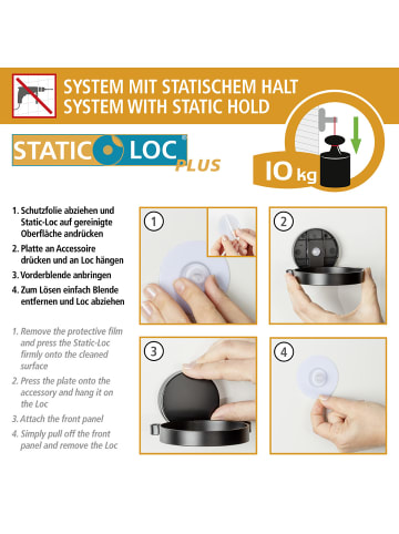 Wenko Static-Loc® Wandablage Alba, Static-Loc® Wandablage Mod. Alba, Static-Loc® Wandablage Mod. Alba, Schwarz in Schwarz