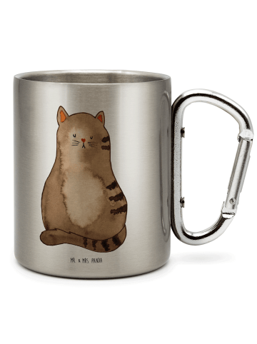 Mr. & Mrs. Panda Karabiner Becher Katze Sitzen ohne Spruch in Silber