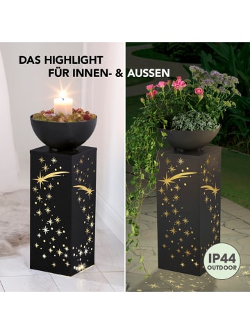 EASYmaxx LED-Dekosäule Sternschnuppe 87cm 3V anthrazit mit Pflanzschale - Aufbauset grau