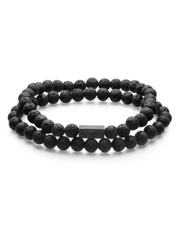 True Rebels Armband aus Edelstahl mit Lavastein in retro