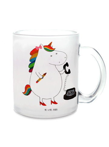 Mr. & Mrs. Panda Teeglas Einhorn Sekretärin ohne Spruch in Transparent