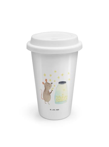 Mr. & Mrs. Panda ToGo Kaffeebecher Maus Sterne ohne Spruch in Weiß