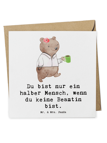 Mr. & Mrs. Panda Deluxe Karte Beamtin Herz mit Spruch in Weiß