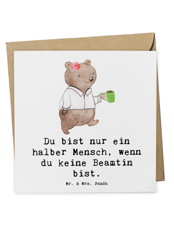 Mr. & Mrs. Panda Einladungskarte Beamtin Herz mit Spruch in Weiß