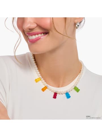 Thomas Sabo Perlenkette Mit Goldbären Bunt in silber, bunt