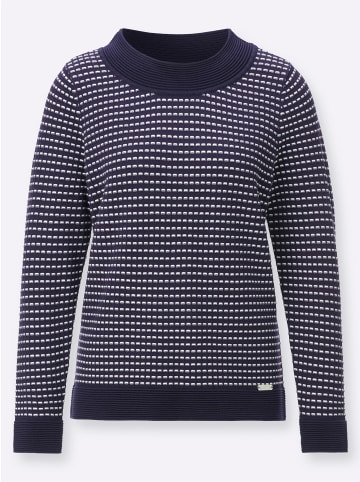 WITT WEIDEN Rundhals-Pullover in marine-ecru-gemustert