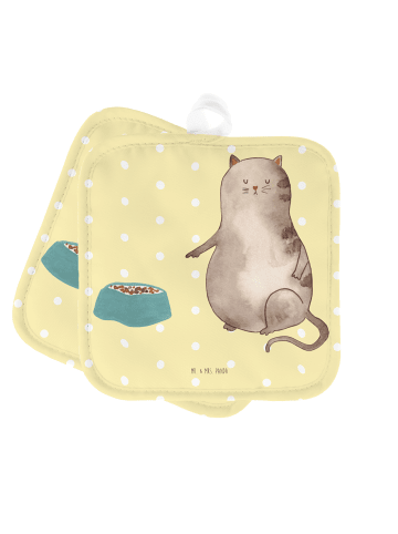 Mr. & Mrs. Panda Topflappen Katze Fressen ohne Spruch in Gelb Pastell