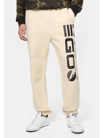 EGOMAXX Jogging Hose Baggy Sweat Pants lockere Tunnelzug in Beige