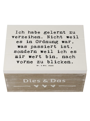 Mr. & Mrs. Panda Holztruhe Spruch Vergebung und Neubeginn mit Sp... in Weiß