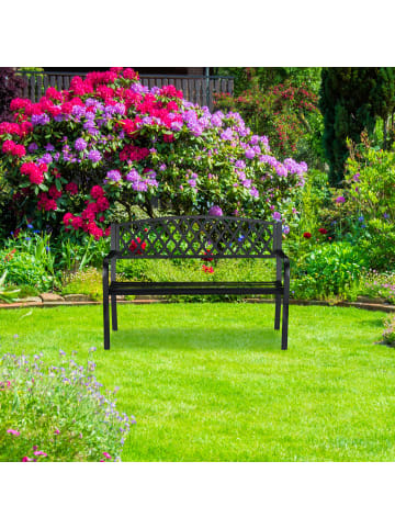 relaxdays Gartenbank in Schwarz - (B)127,5 x (H)86,5 x (T)58,5 cm