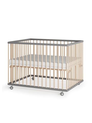 Sämann Sämann Laufgitter mit Matratze SleepPlus Lattenrost Sprossen grau/natur Premium