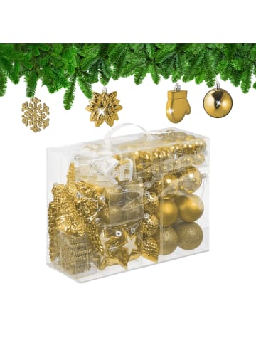 relaxdays 100-tlg. Weihnachtskugeln Set in Gold