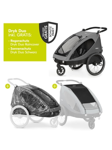 Hauck 2in1 Fahrradanhänger Dryk Duo für 2 Kinder in grau