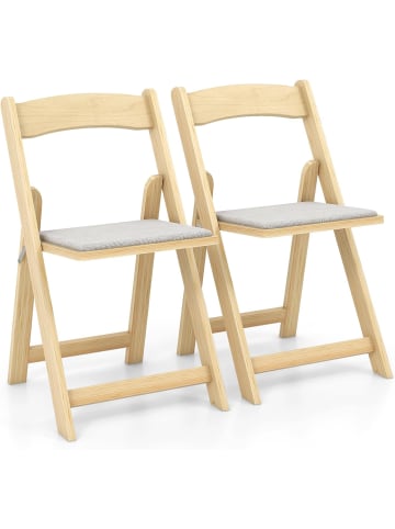 COSTWAY 2er Set Klappstuhl in Beige