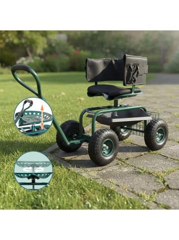 relaxdays Fahrbarer Gartensitz in Grün