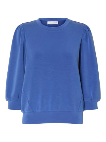 SELECTED FEMME Bluse locker geschnitten Rundhalsausschnitt in Blau-2