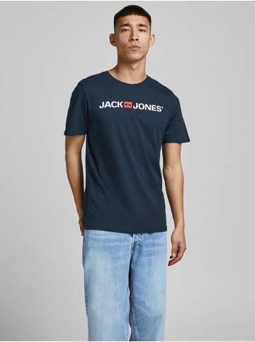 Jack & Jones JJECORP LOGO Print Kurzarm 2-er Stück Pack T-Shirt in Dunkelblau-2