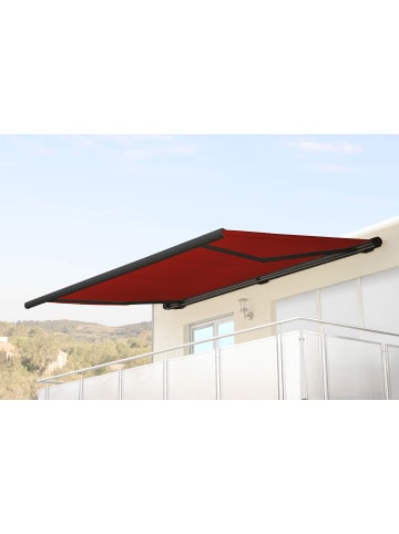 MCW Elektrische Kassettenmarkise H124, Acryl bordeaux-rot, Rahmen anthrazit
