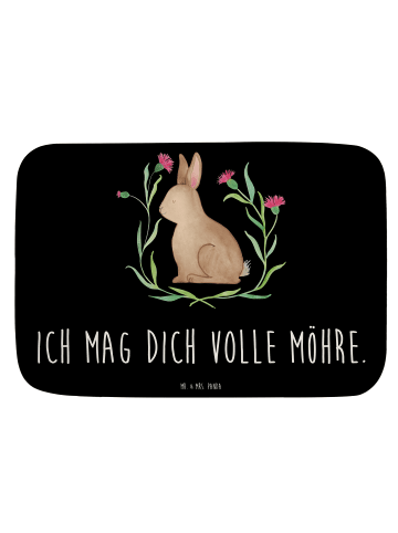 Mr. & Mrs. Panda Badteppich Hase Sitzen mit Spruch in Schwarz