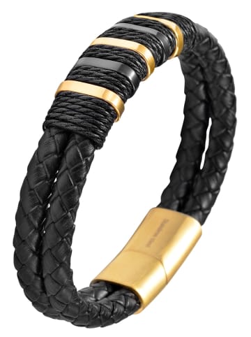 Adeliás Unisex Armband – Lederarmband aus Leder 19 cm in schwarz