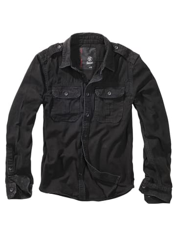 Brandit Hemd "Vintage Shirt Long Sleeve" in Schwarz