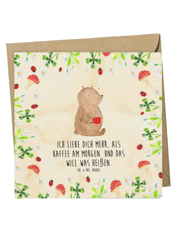 Mr. & Mrs. Panda Grußkarte Bär Morgenkaffee mit Spruch in Naturpapier