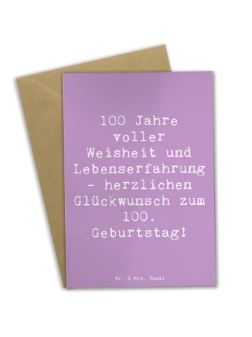 Mr. & Mrs. Panda Klappkarte Spruch 100. Geburtstag mit Spruch in Lavendeltraum