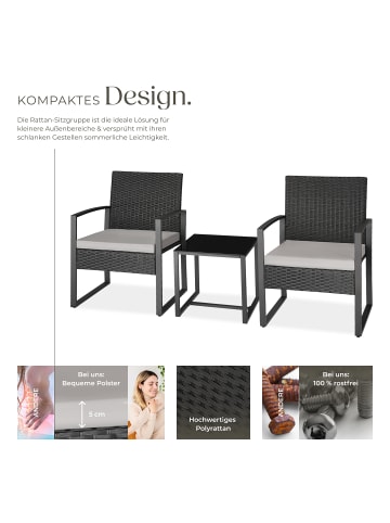tectake Rattan Gartenlounge für 2 Personen, höhenverstellbare Kunststofffüße