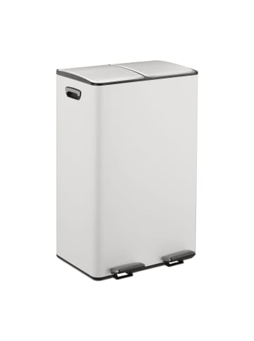 relaxdays Mülleimer in Weiß/ Silber - 2x 30 Liter