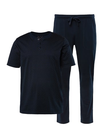JP1880 Langer Schlafanzug in navy blau