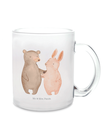Mr. & Mrs. Panda Glas Bär und Hase Umarmen ohne Spruch in Transparent