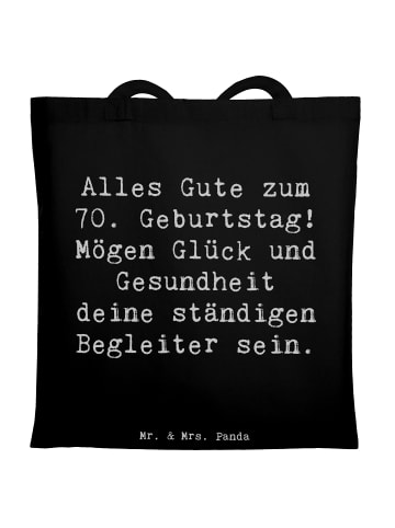 Mr. & Mrs. Panda Jutebeutel Spruch 70. Geburtstag Glück und Gesu... in Schwarz