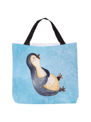 Mr. & Mrs. Panda Damen Schultertasche Pinguin Lachen ohne Spruch in Eisblau