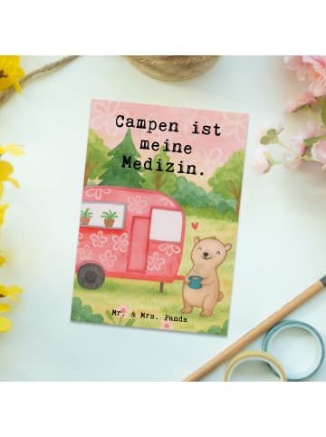 Mr. & Mrs. Panda Ansichtskarte Bär Camper Design mit Spruch in Weiß
