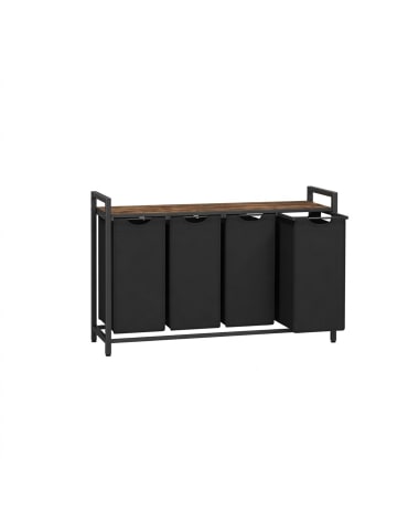 relaxdays Wäschesammler in Schwarz/ Braun - (B)116 x (H)72 x (T)33 cm