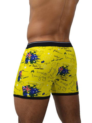 normani 6 Stück Retro Boxershorts aus Baumwolle in Crazy Yellow Britannia