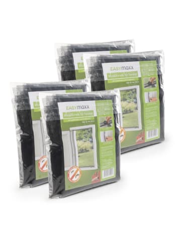 EASYmaxx EASYmaxx Fenster Moskitonetz mit Klettverschluss - 130x150cm - Schwarz - 4er-Set