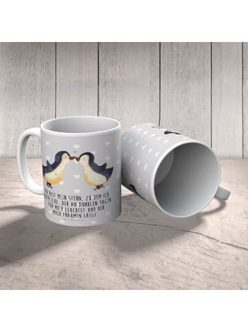 Mr. & Mrs. Panda Kaffeebecher Pinguin Liebe mit Spruch in Grau Pastell
