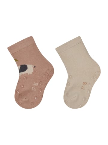 Sterntaler ABS Krabbelsocken 2er-Pack Elefant in taupe