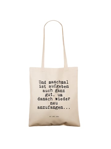 Mr. & Mrs. Panda Tote Bag Und manchmal ist aufgeben... mit Spruch in Creme