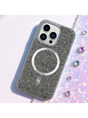 cadorabo Hülle für iPhone 14 PRO MAX Glitzer Schutzhülle in Grau