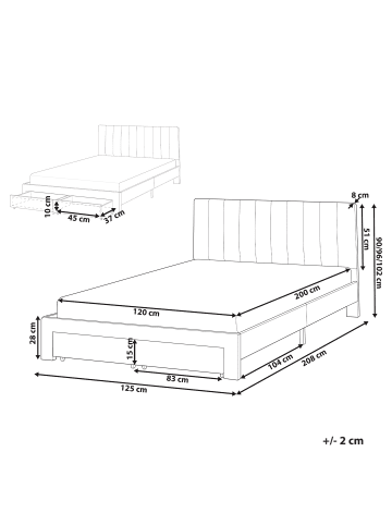 Beliani Doppelbett LONZAC in Weiß - (W) 125 x (H) 90 x (L) 208 cm