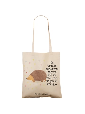 Mr. & Mrs. Panda Tote Bag Igel Herzen Design mit Spruch in Weiß