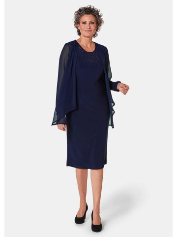 GOLDNER Kurzgröße: Kleid mit feinem Chiffonjäckchen in mitternachtsblau